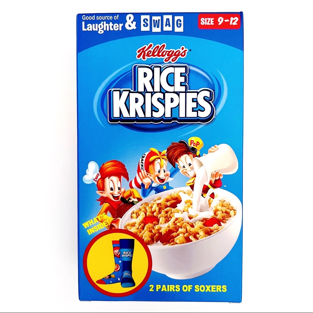 Rice Krispies Treat Cereal Crew Socks Mens Womens Swag Fun Novelty Gift Set